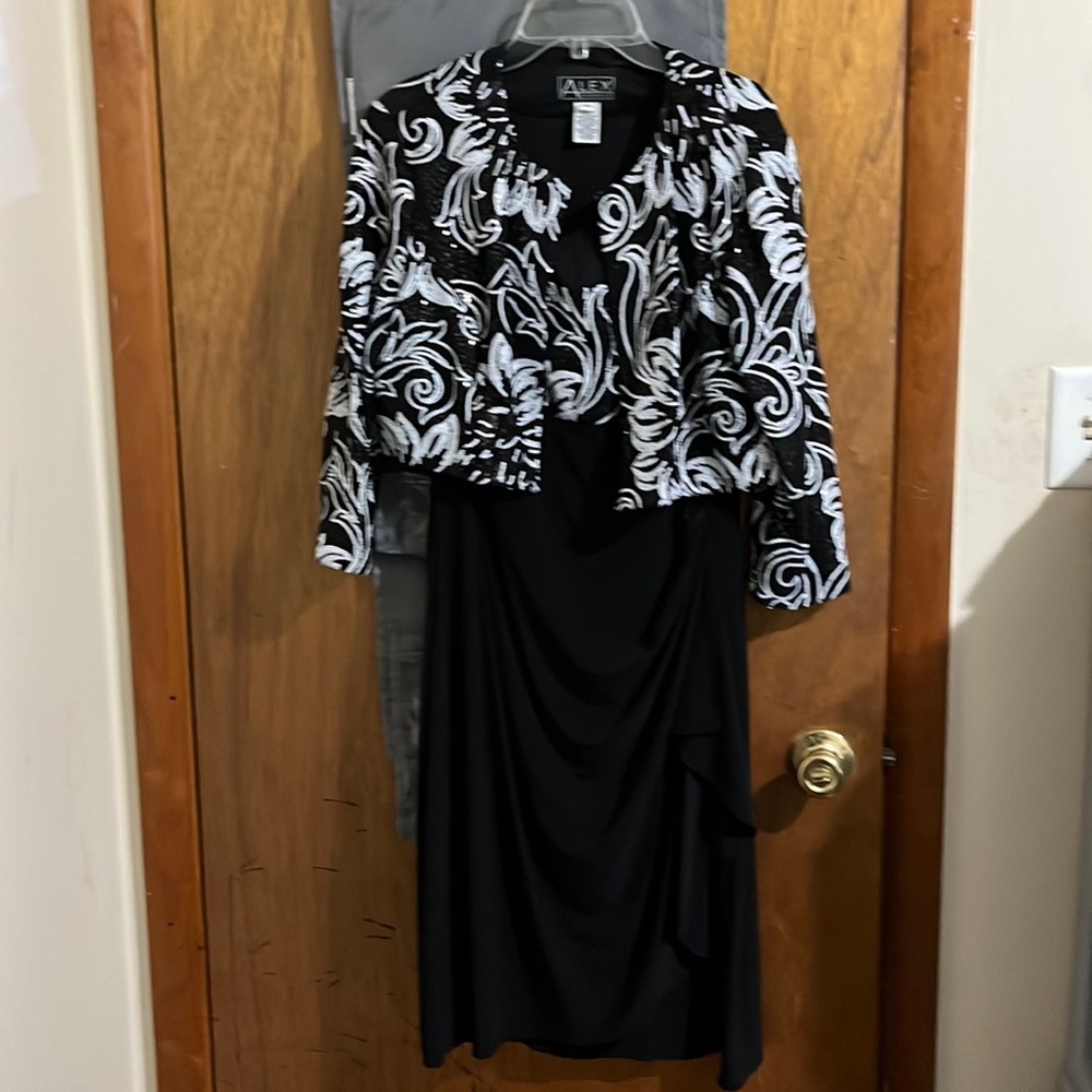 Black and white dress with jacket.